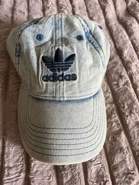 adidas Light Wash Denim Cap with Navy Trefoil